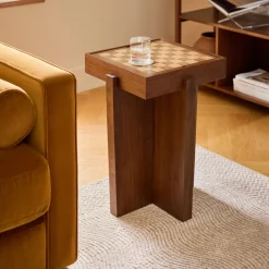 Harmon Checkerboard Side Table - Walnut