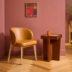 Harmon Checkerboard Side Table - Walnut