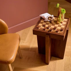 Harmon Checkerboard Side Table - Walnut