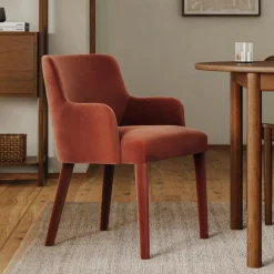 Harris Velvet Dining Armchair - Hale Rust