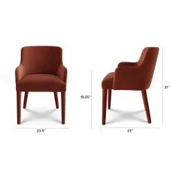 Harris Velvet Dining Armchair - Hale Rust
