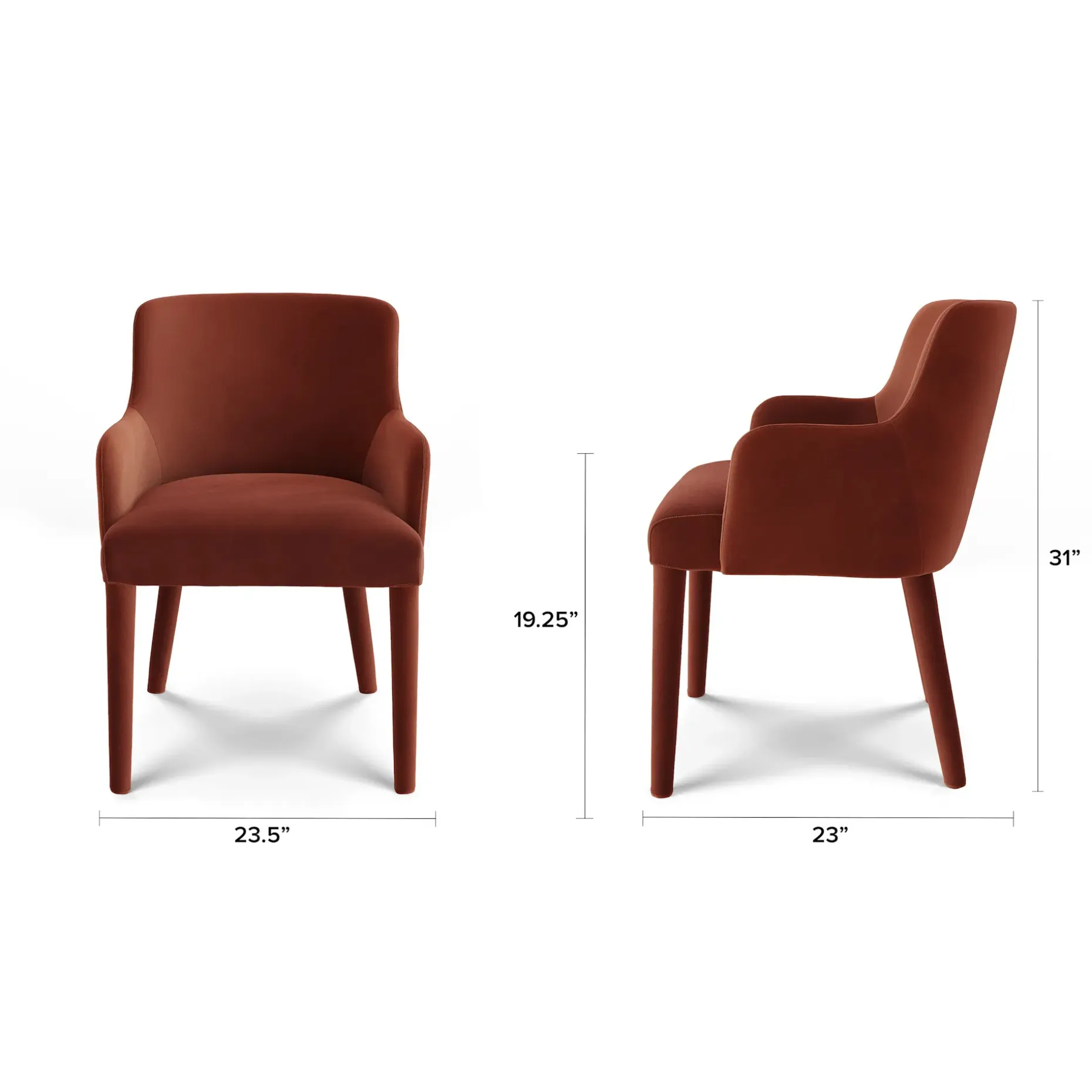 Harris Velvet Dining Armchair - Hale Rust