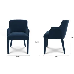 Harris Velvet Dining Armchair - Hale Navy