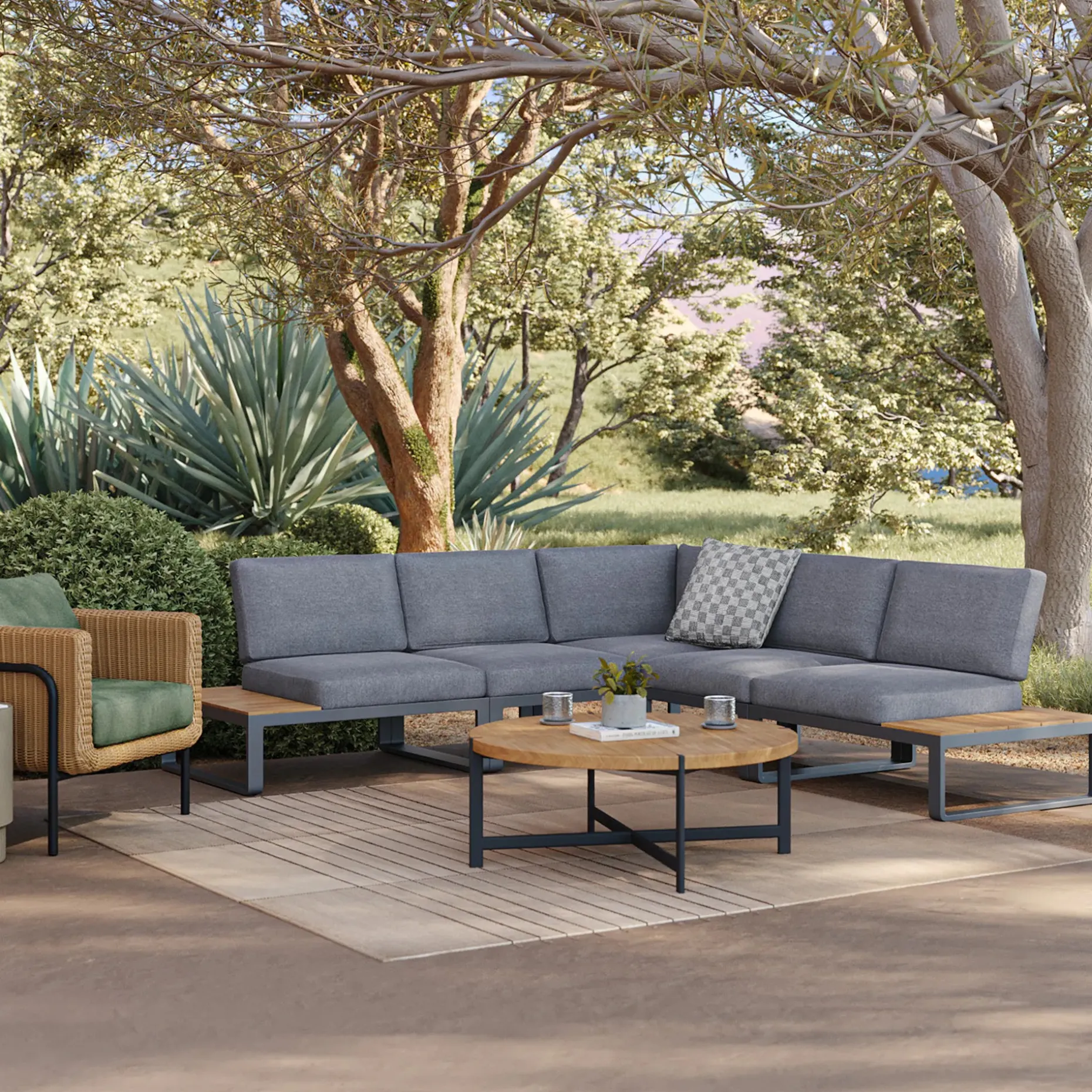 Haskel 40" Outdoor Coffee Table - Shield Teak