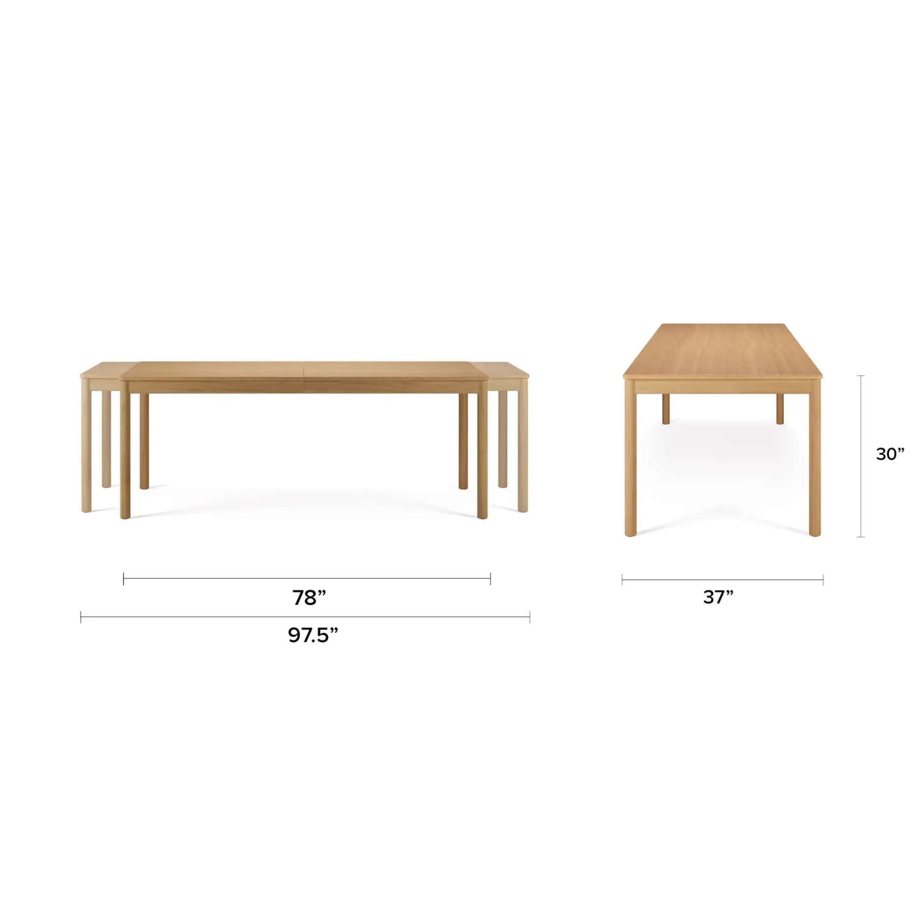 Heidi 78" - 97.5" Extendable Dining Table - White Oak
