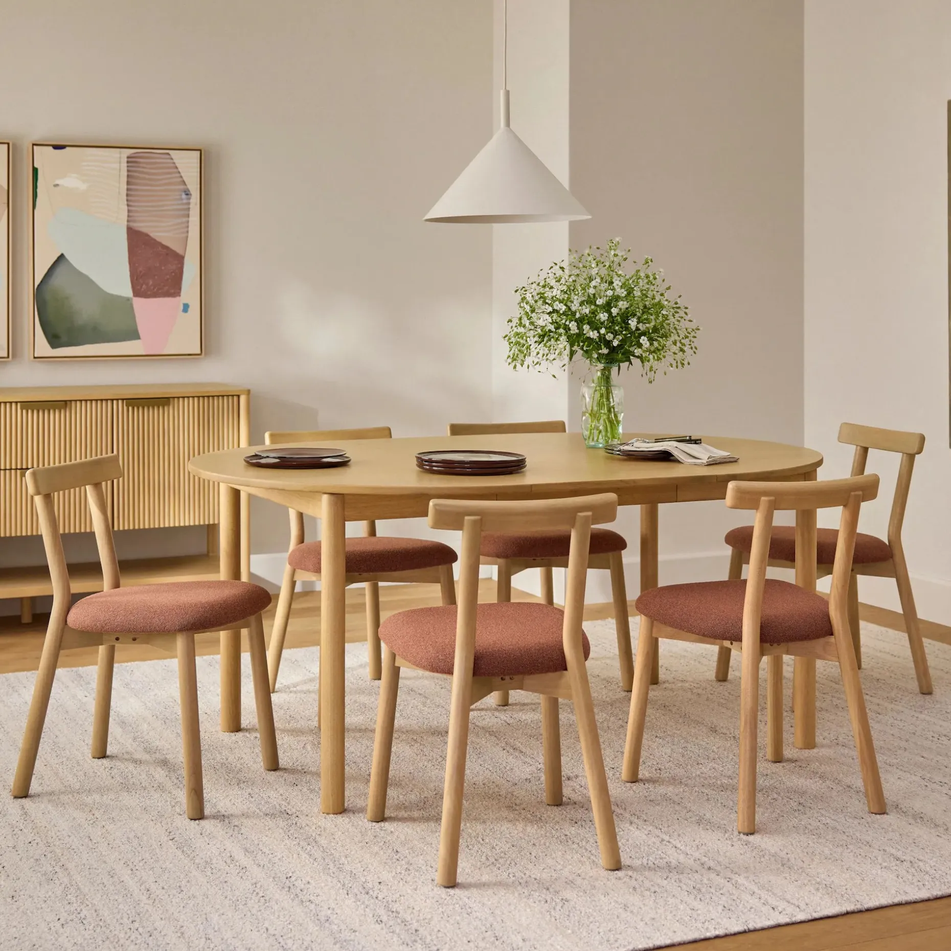 Heidi 48" - 67.75" Extendable Round Dining Table - White Oak