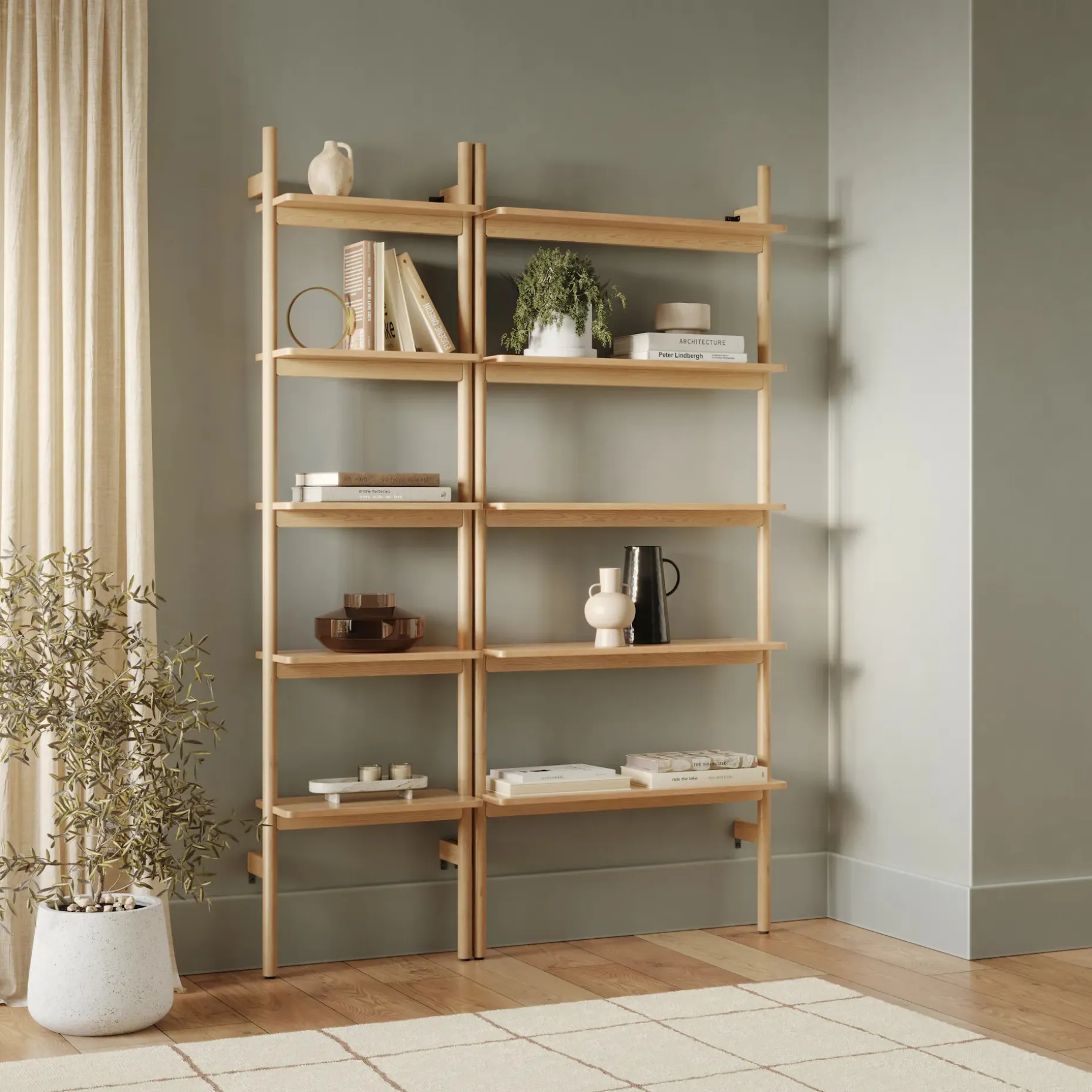 Heidi 21" Modular Shelving Unit, Narrow - White Oak