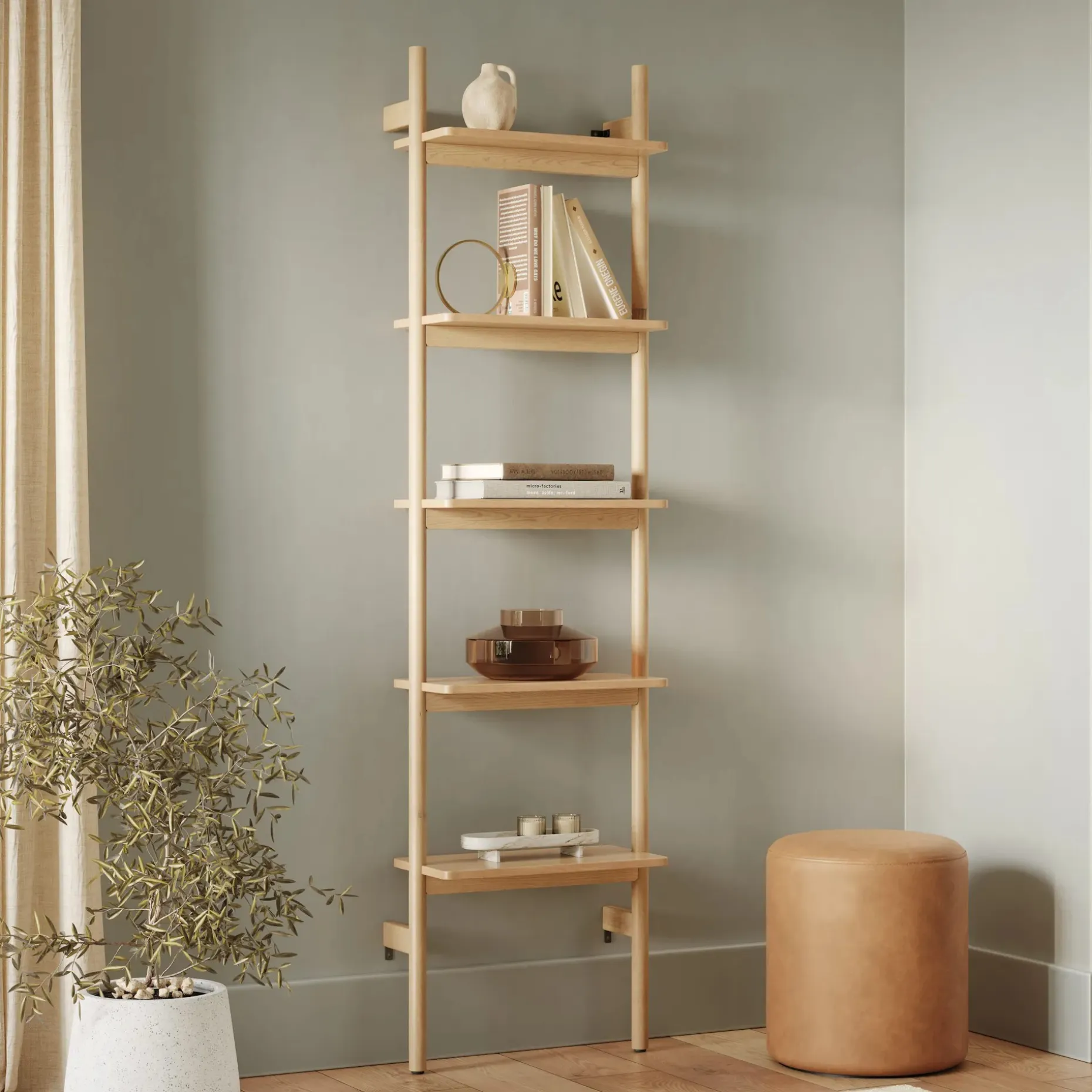 Heidi 21" Modular Shelving Unit, Narrow - White Oak
