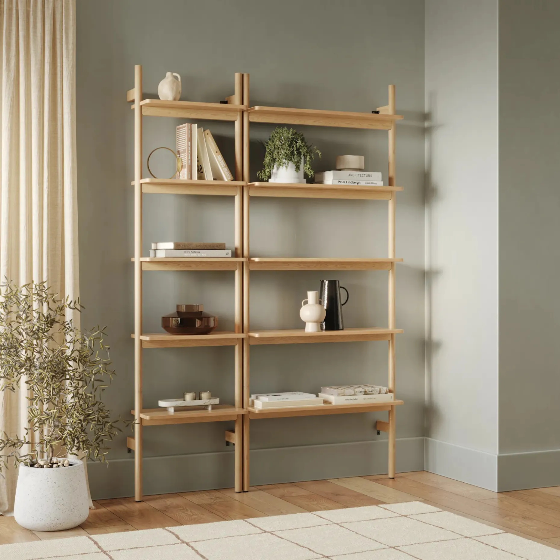 Heidi 33.25" Modular Shelving Unit, Wide - White Oak