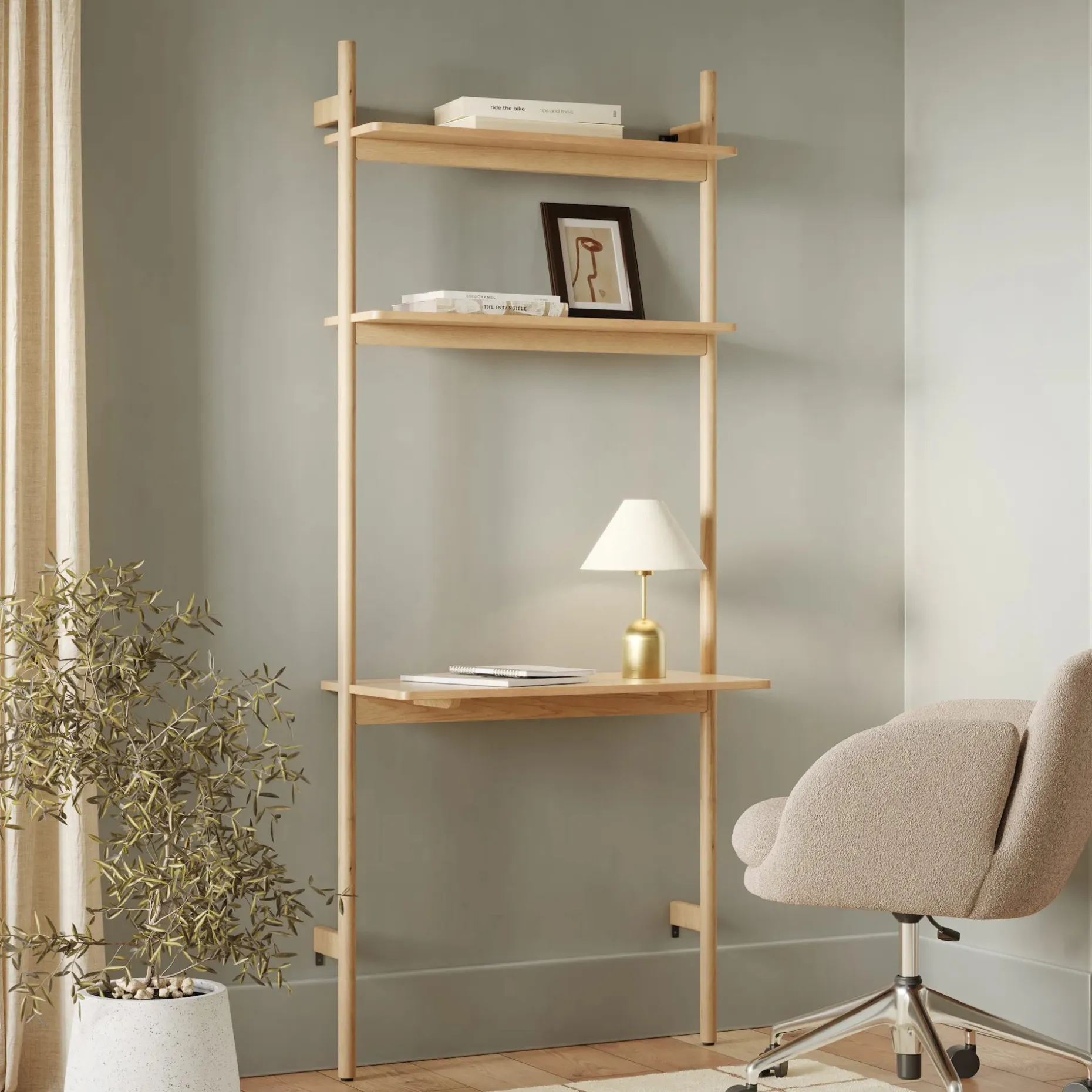 Heidi 33.5" Modular Wall Desk - White Oak
