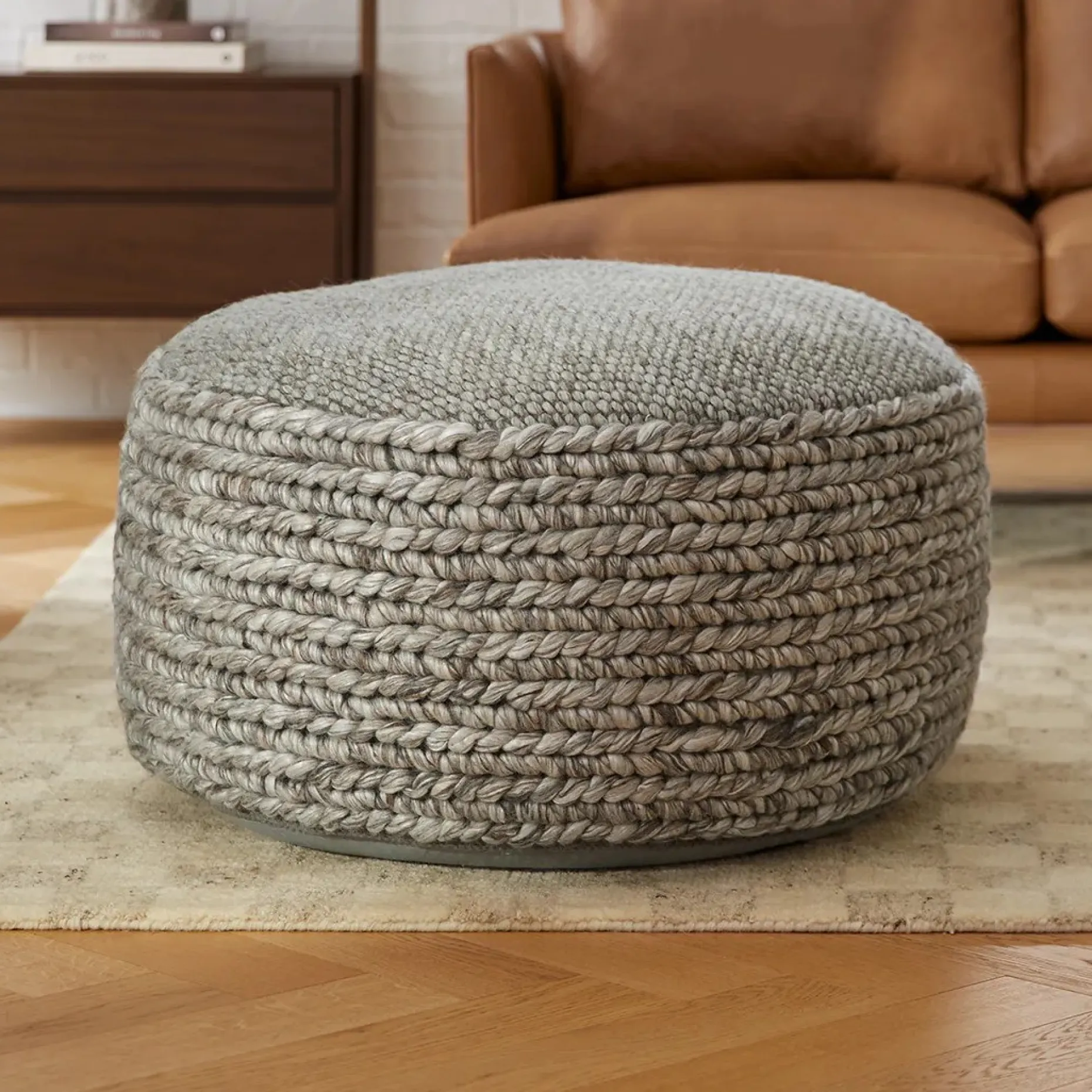 Hira 30" Pouf - Metal Gray