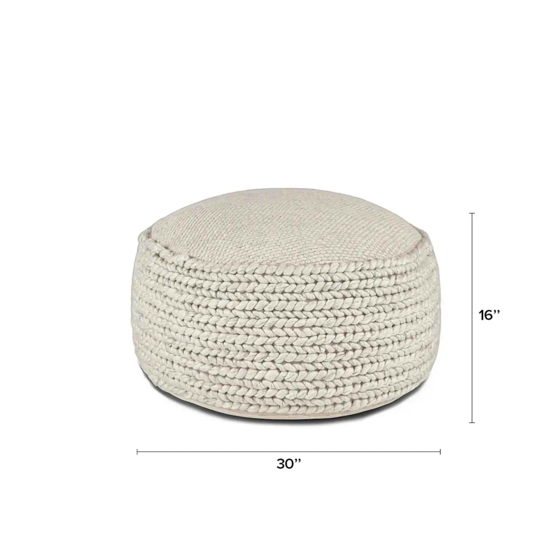 Hira 30" Pouf - Natural Ivory