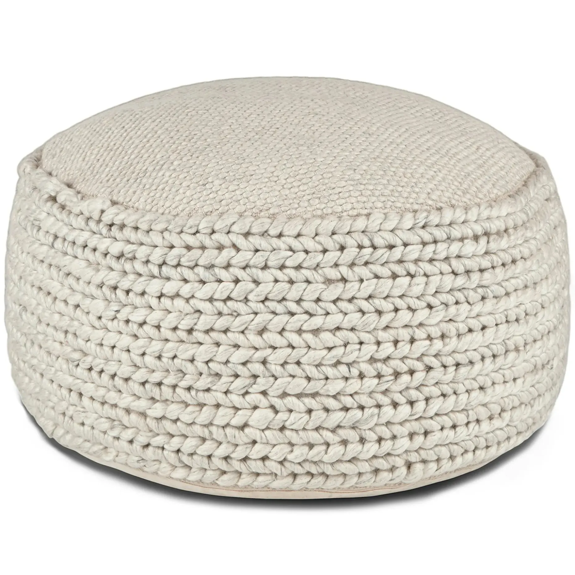 Hira 30" Pouf - Natural Ivory