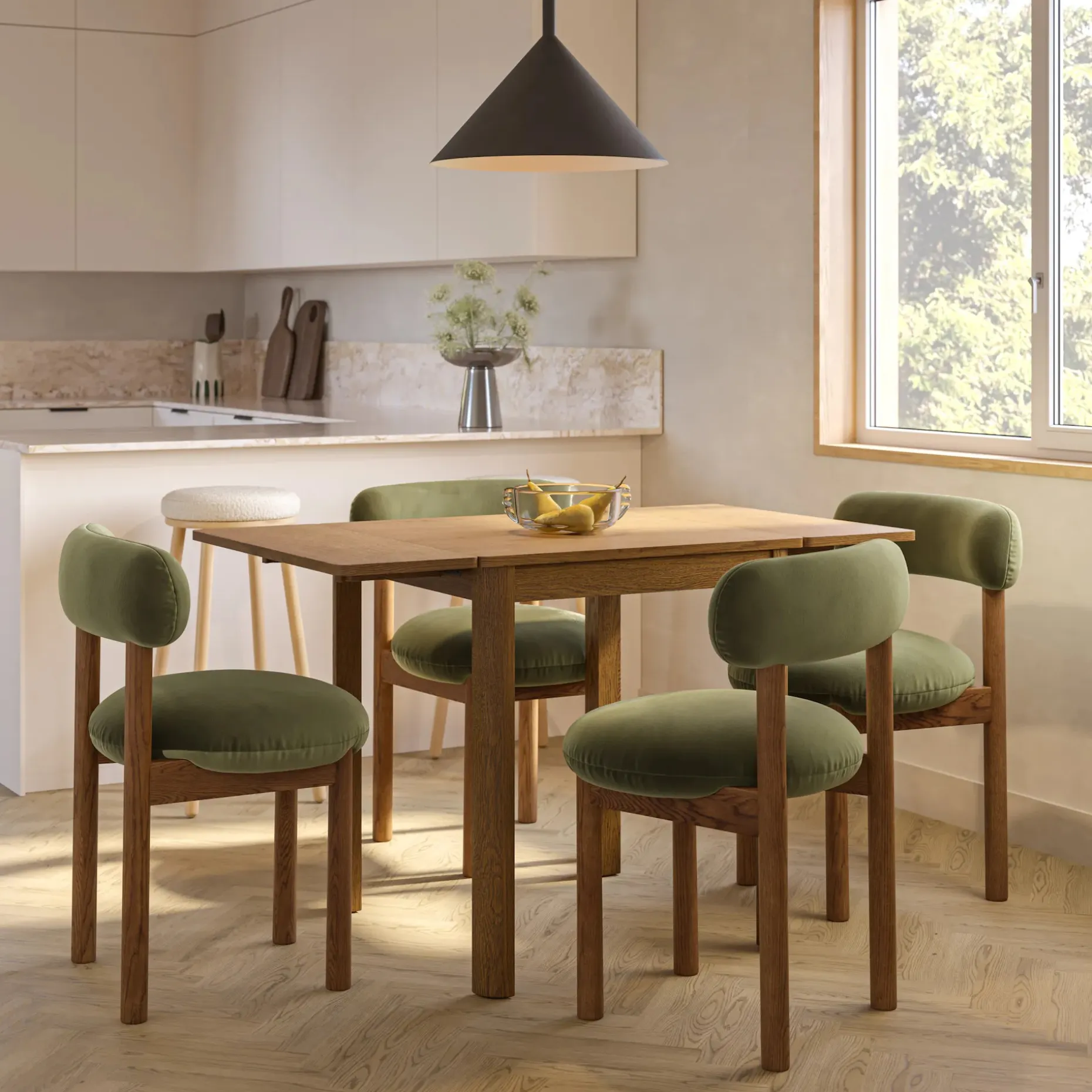 Holme 27" - 48" Drop Leaf Dining Table - Smoked Oak
