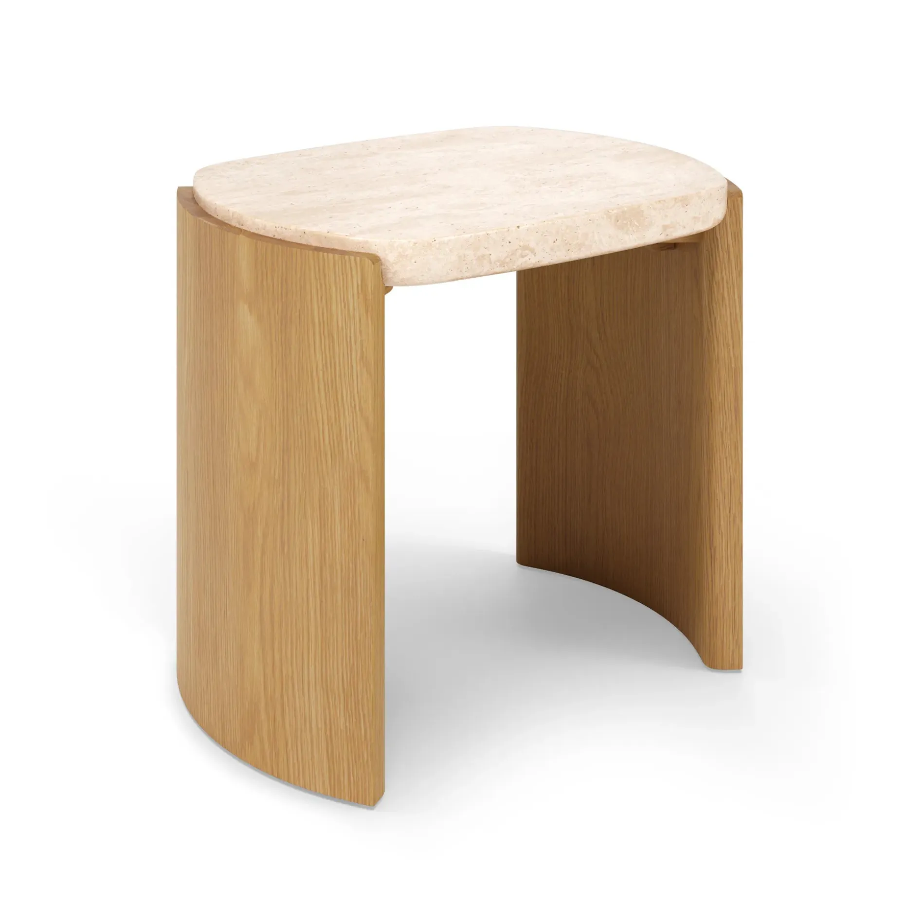 Isla 25" Travertine Nesting Side Tables - Natural Oak