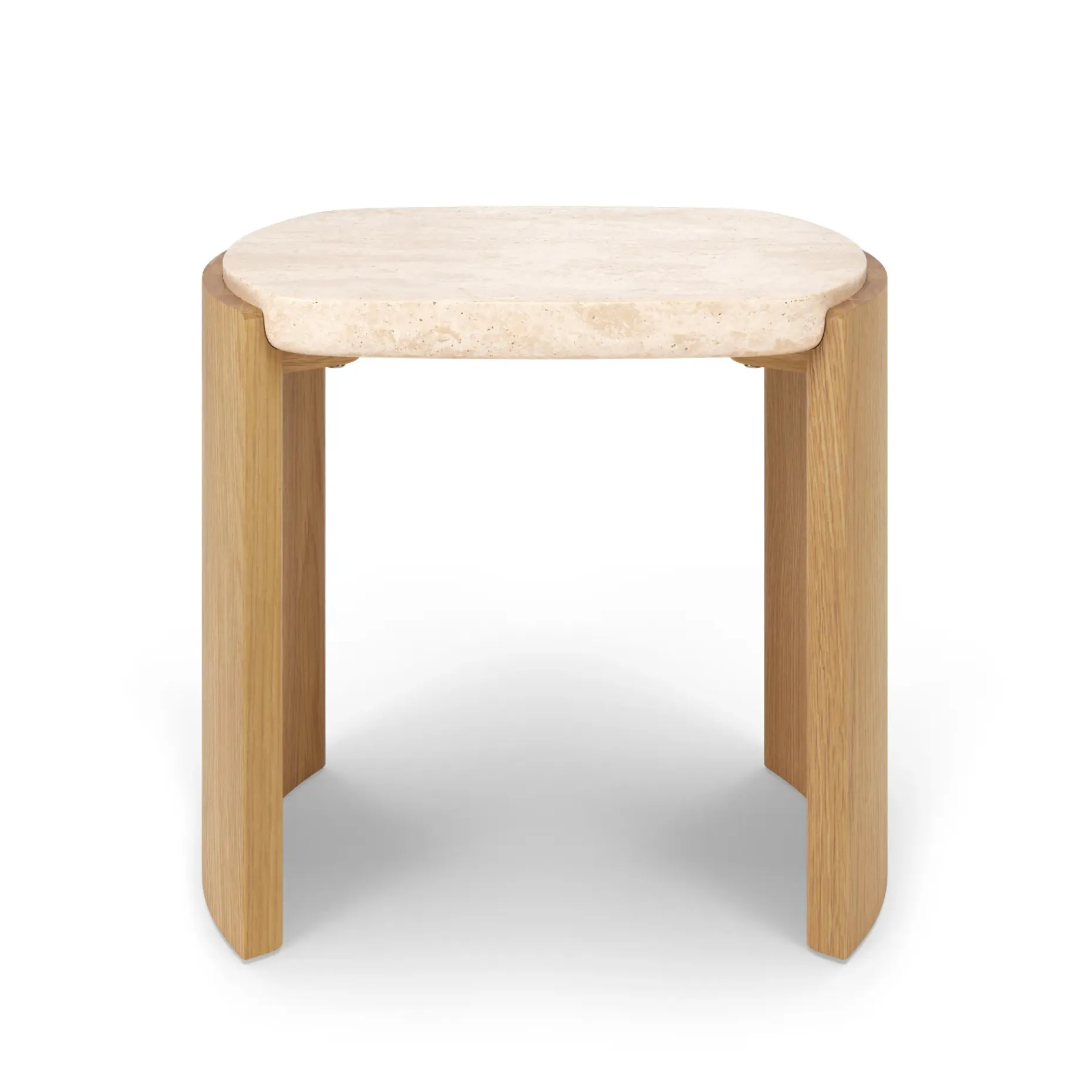 Isla 25" Travertine Nesting Side Tables - Natural Oak