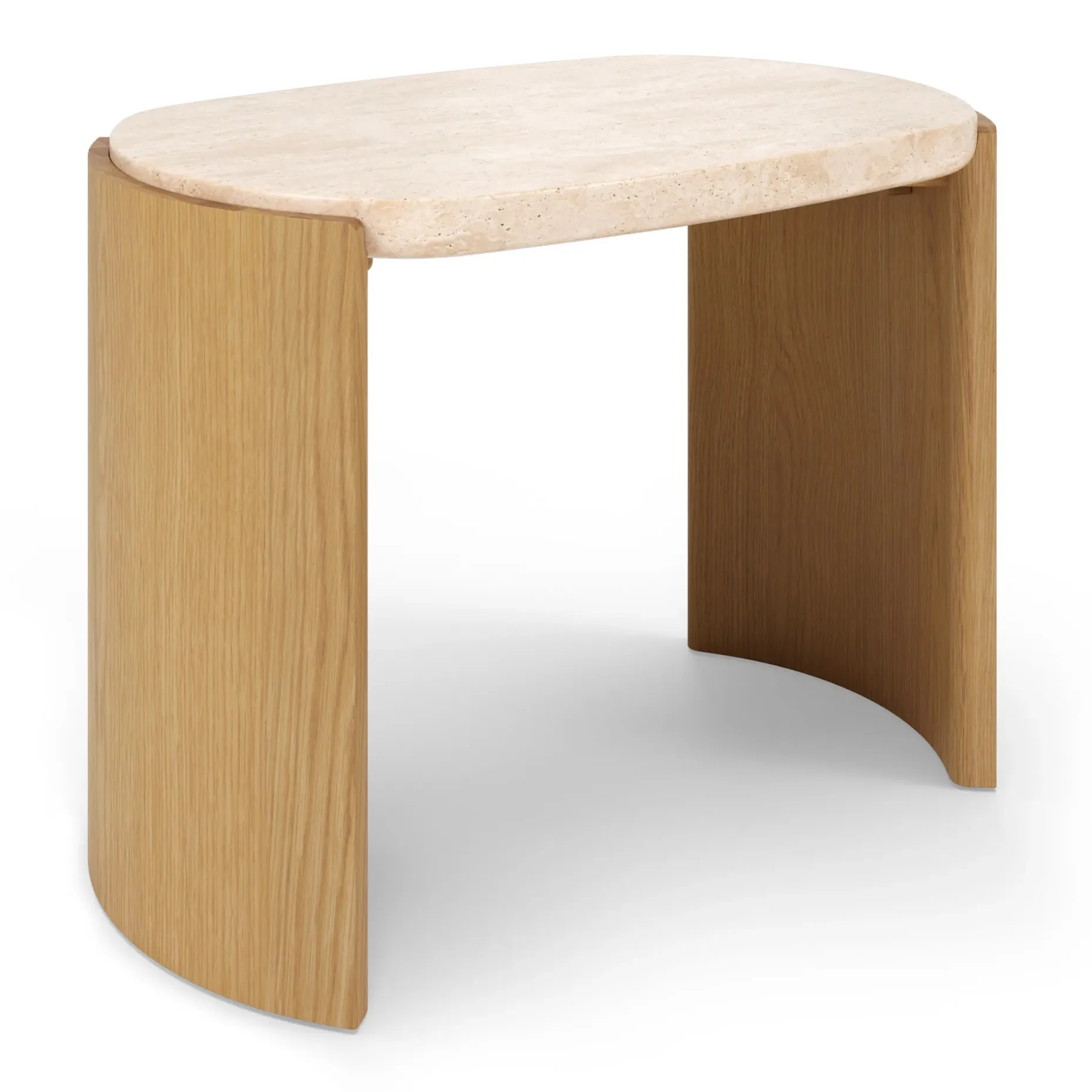 Isla 25" Travertine Nesting Side Tables - Natural Oak