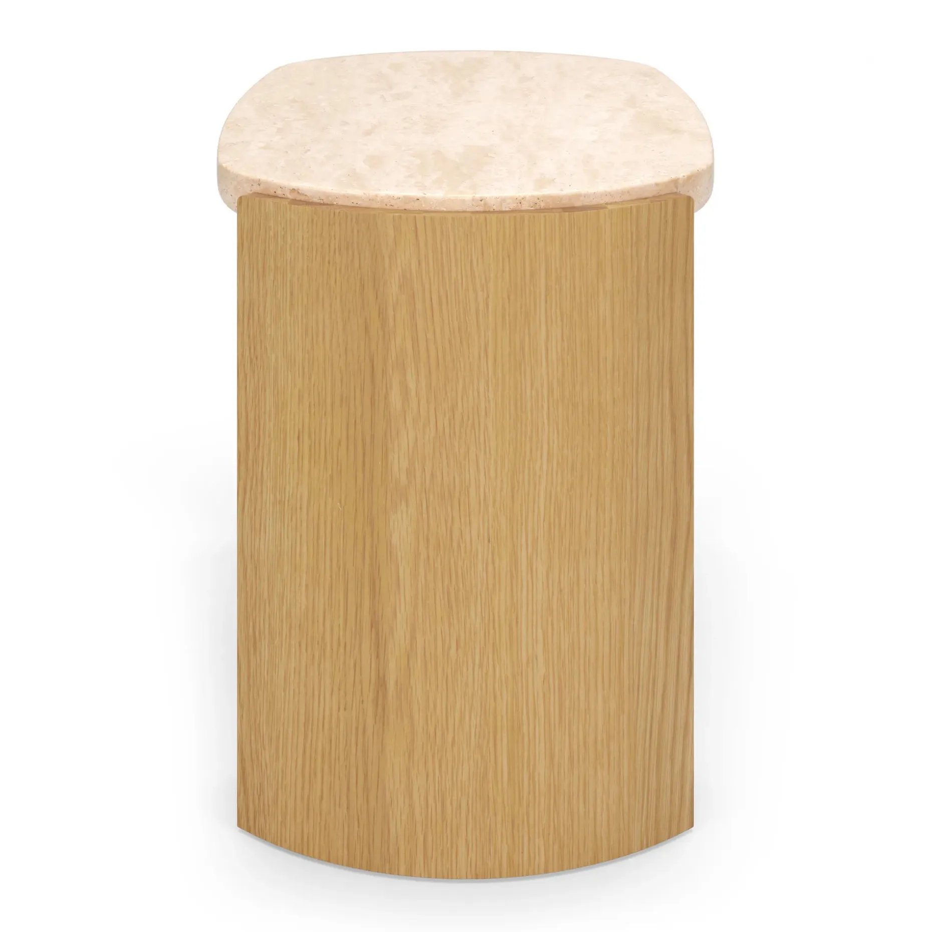 Isla 25" Travertine Nesting Side Tables - Natural Oak
