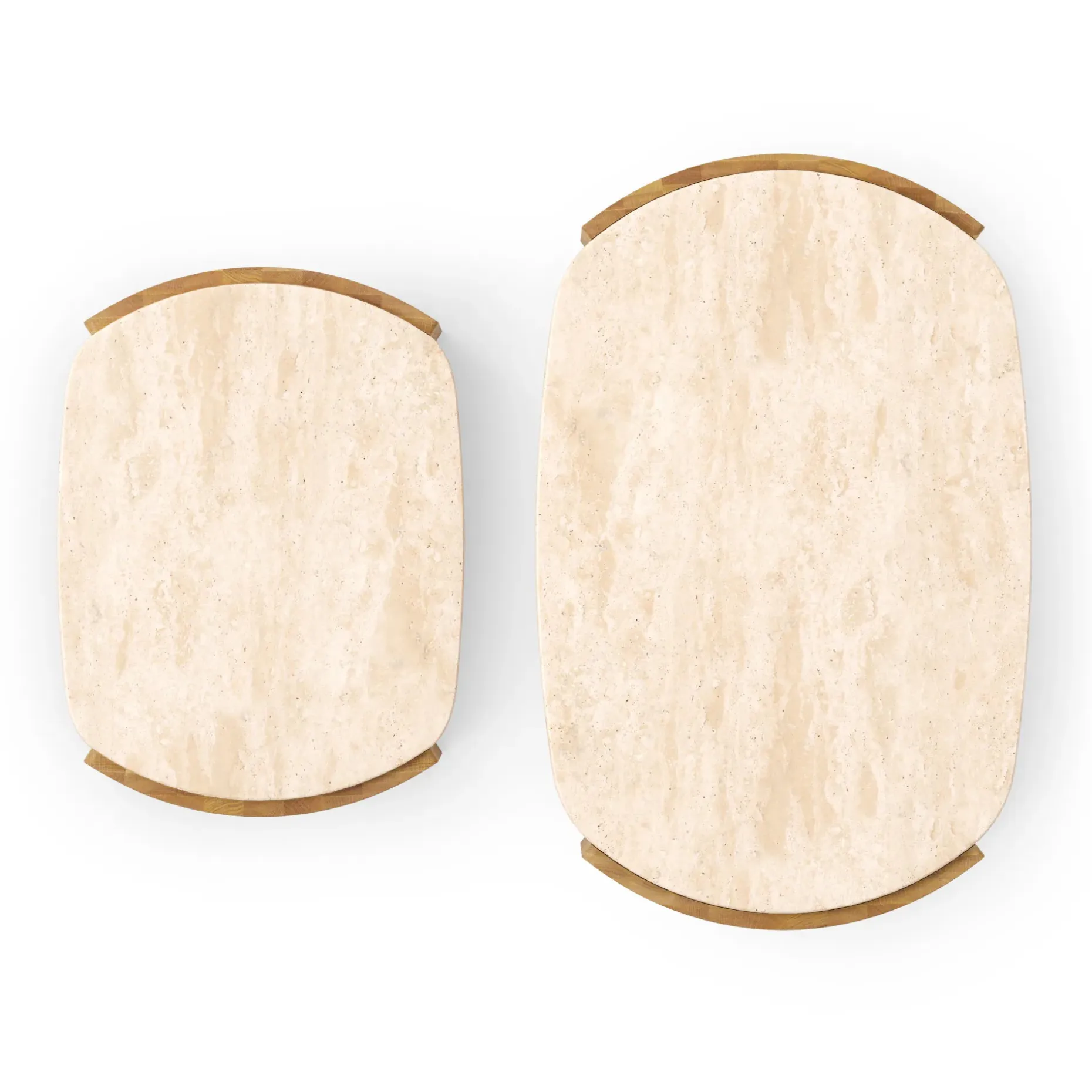 Isla 25" Travertine Nesting Side Tables - Natural Oak