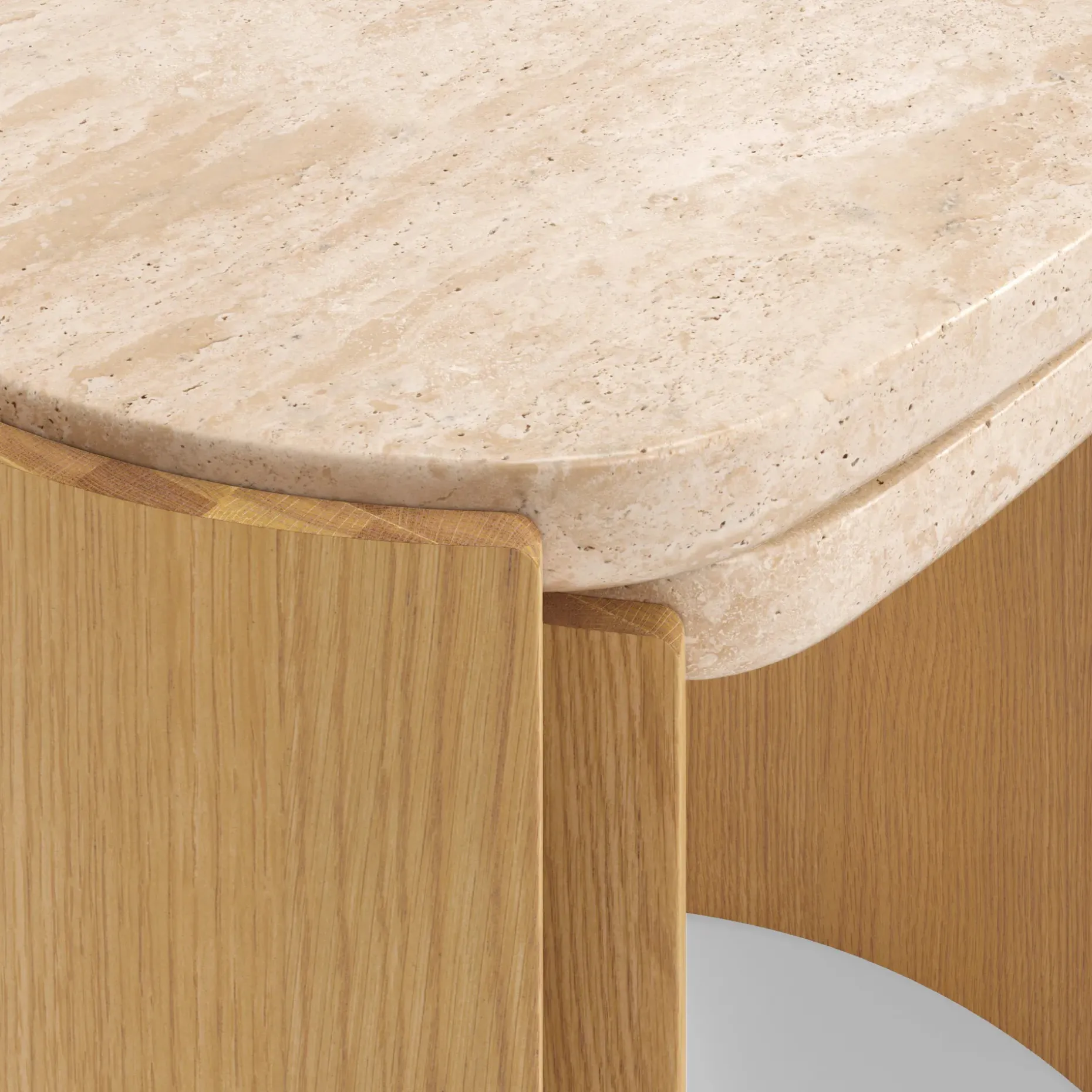 Isla 25" Travertine Nesting Side Tables - Natural Oak