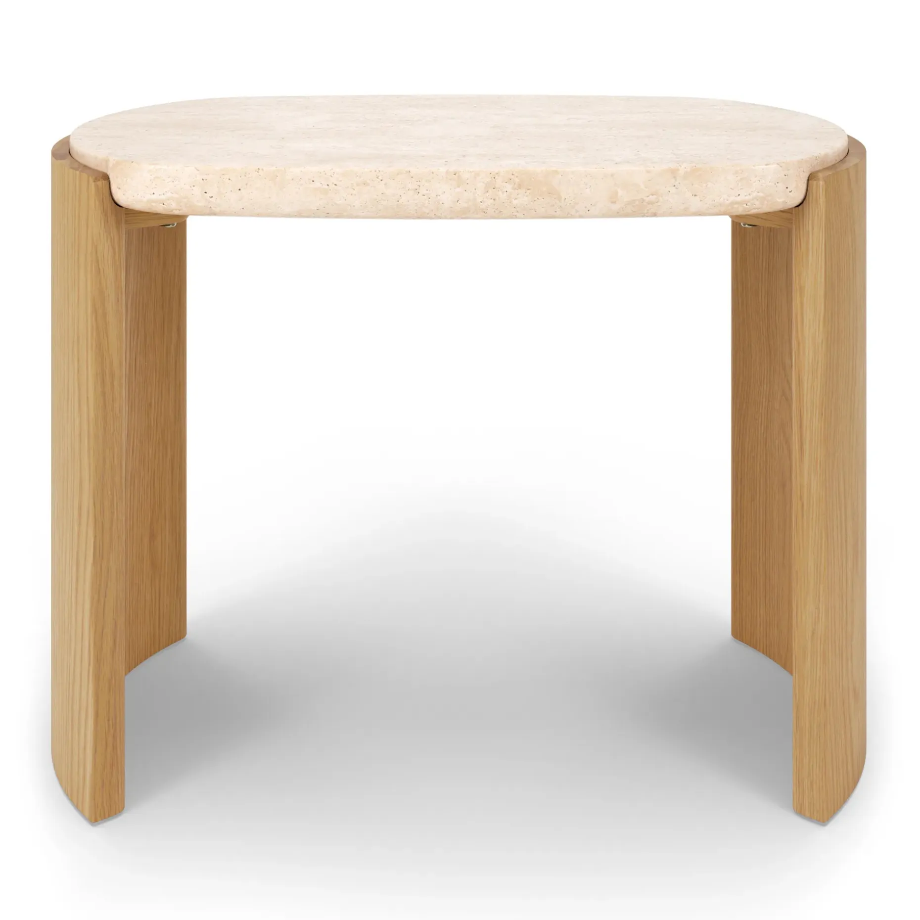 Isla 25" Travertine Nesting Side Tables - Natural Oak