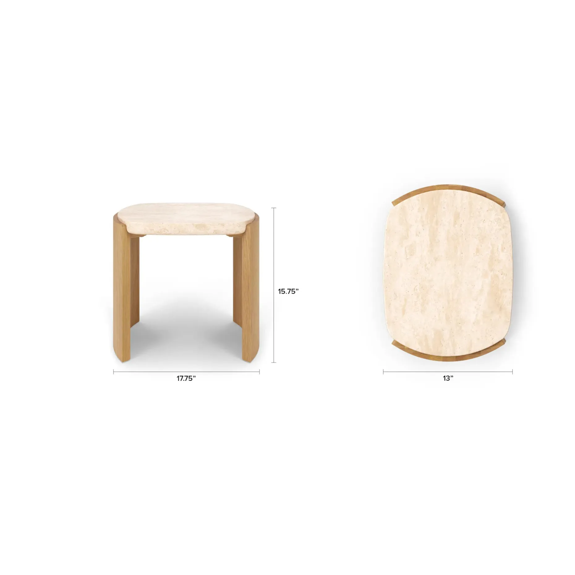 Isla 25" Travertine Nesting Side Tables - Natural Oak