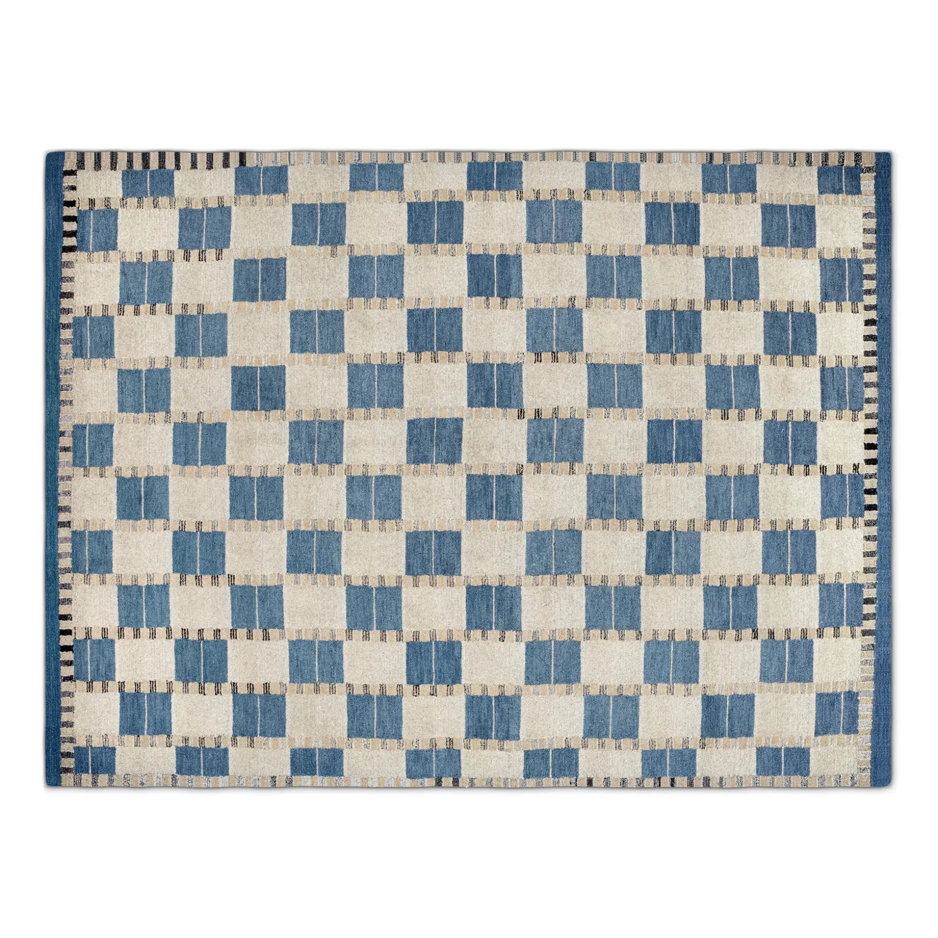 Jaris 8 x 10 Rug - Blue Quilt Checks