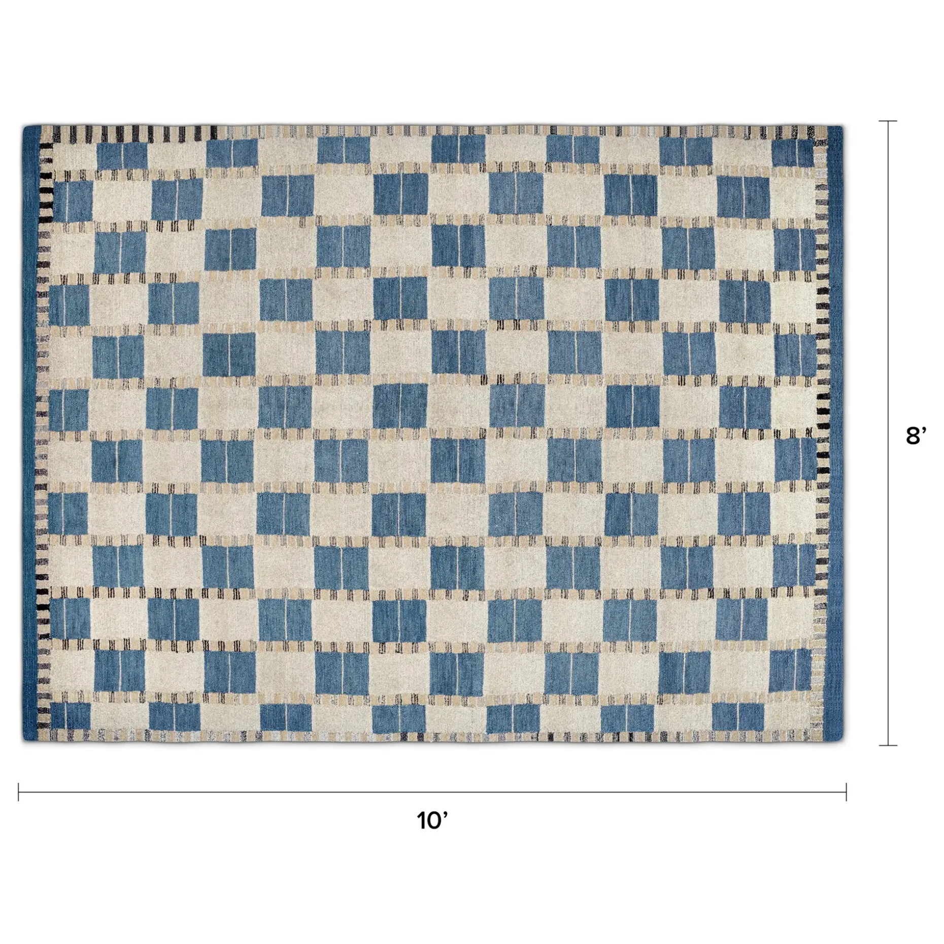 Jaris 8 x 10 Rug - Blue Quilt Checks