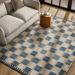 Jaris 8 x 10 Rug - Blue Quilt Checks