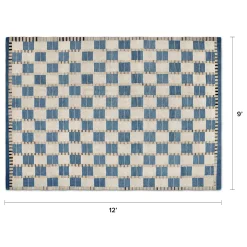 Jaris 9 x 12 Rug - Blue Quilt Checks