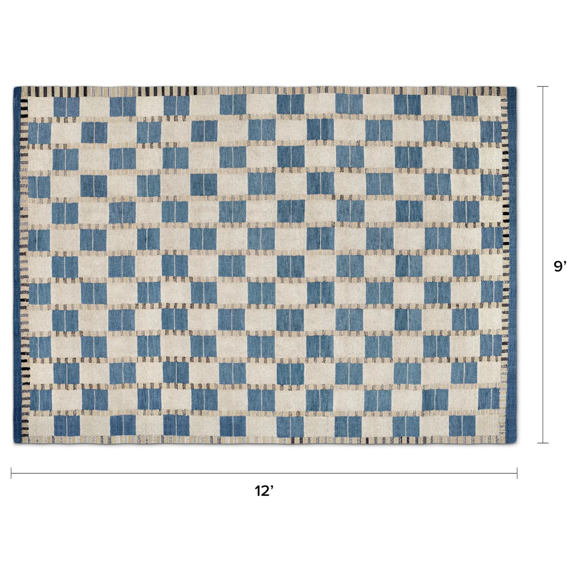 Jaris 9 x 12 Rug - Blue Quilt Checks