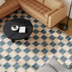 Jaris 9 x 12 Rug - Blue Quilt Checks