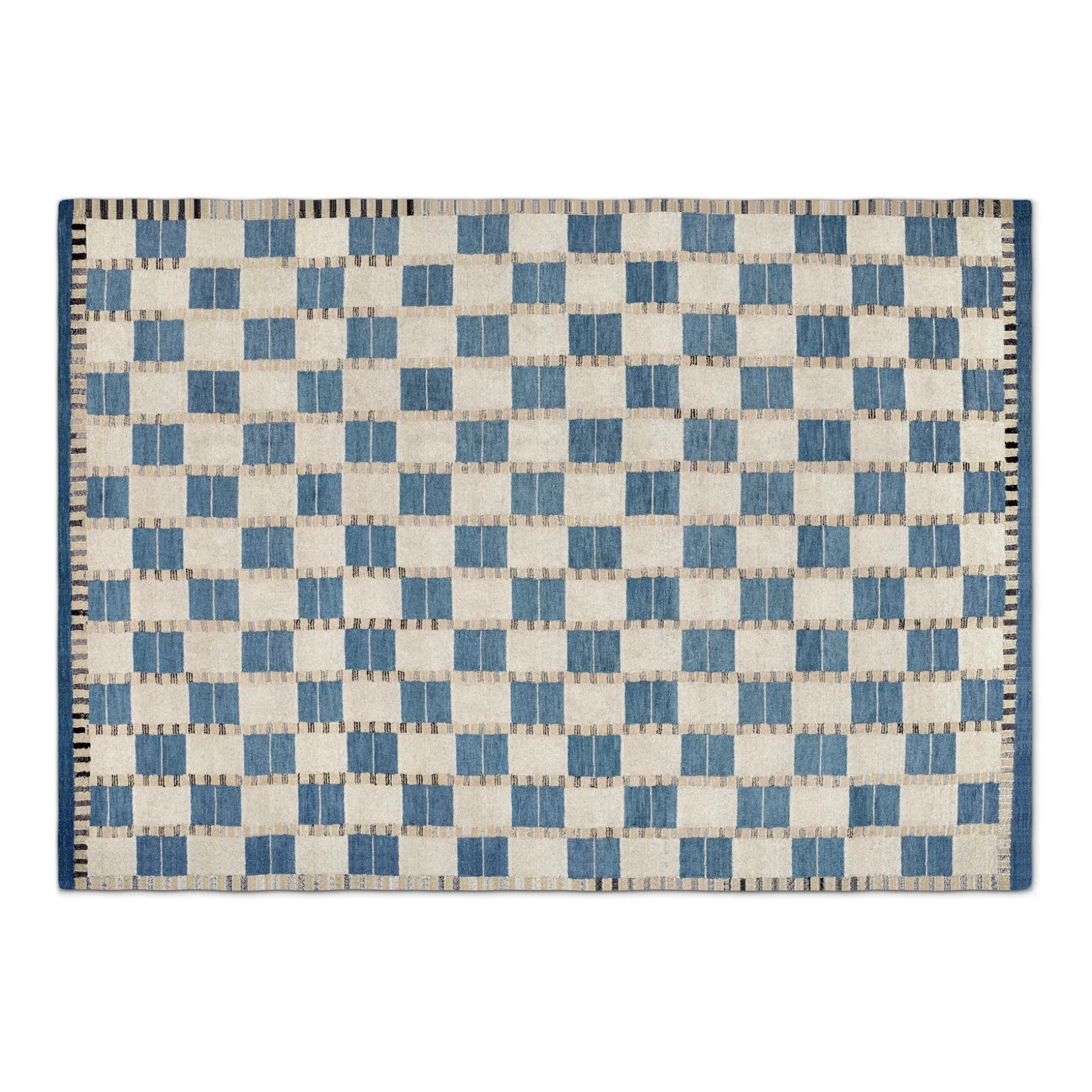 Jaris 9 x 12 Rug - Blue Quilt Checks