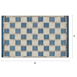 Jaris 5 x 8 Rug - Blue Quilt Checks