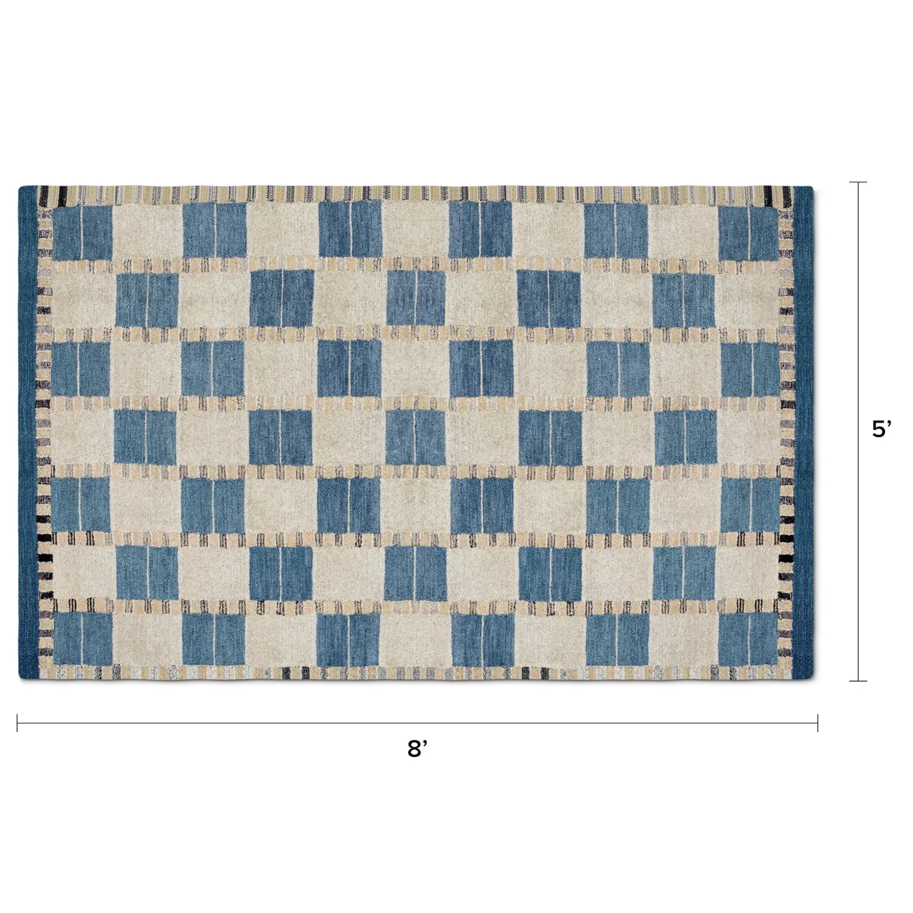 Jaris 5 x 8 Rug - Blue Quilt Checks