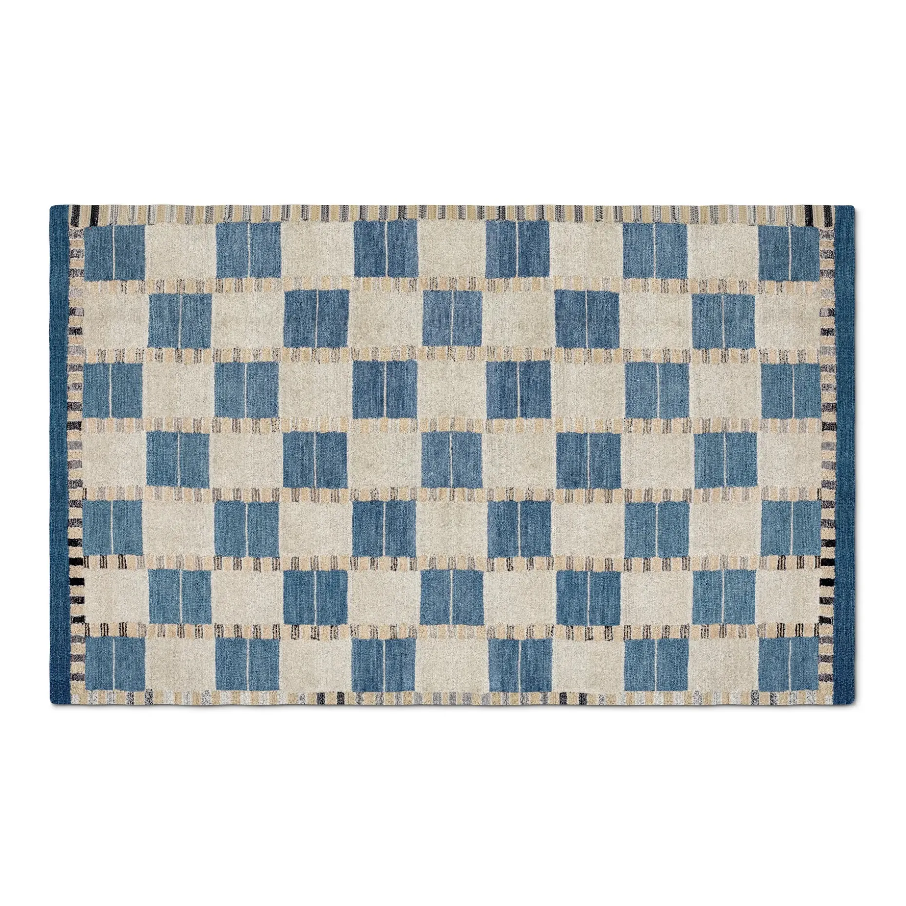 Jaris 5 x 8 Rug - Blue Quilt Checks