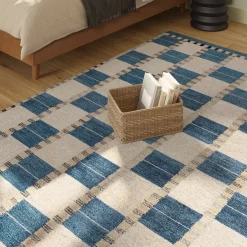 Jaris 5 x 8 Rug - Blue Quilt Checks