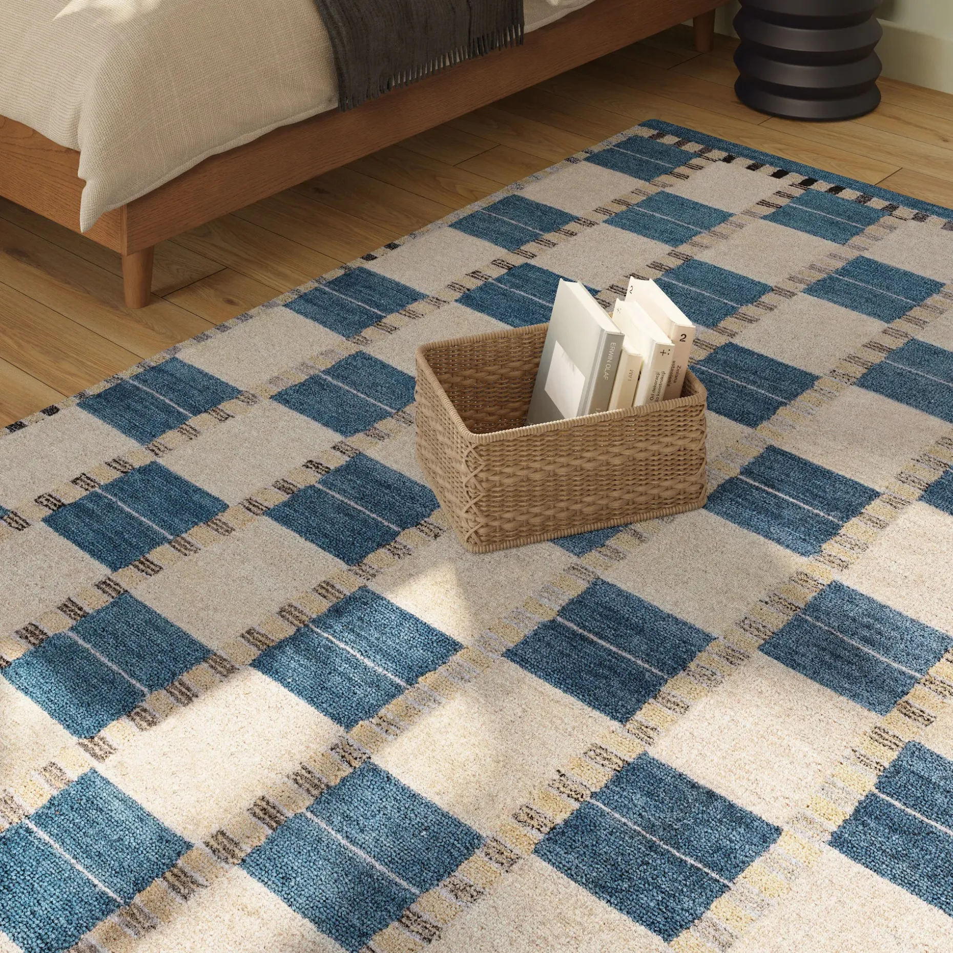 Jaris 5 x 8 Rug - Blue Quilt Checks
