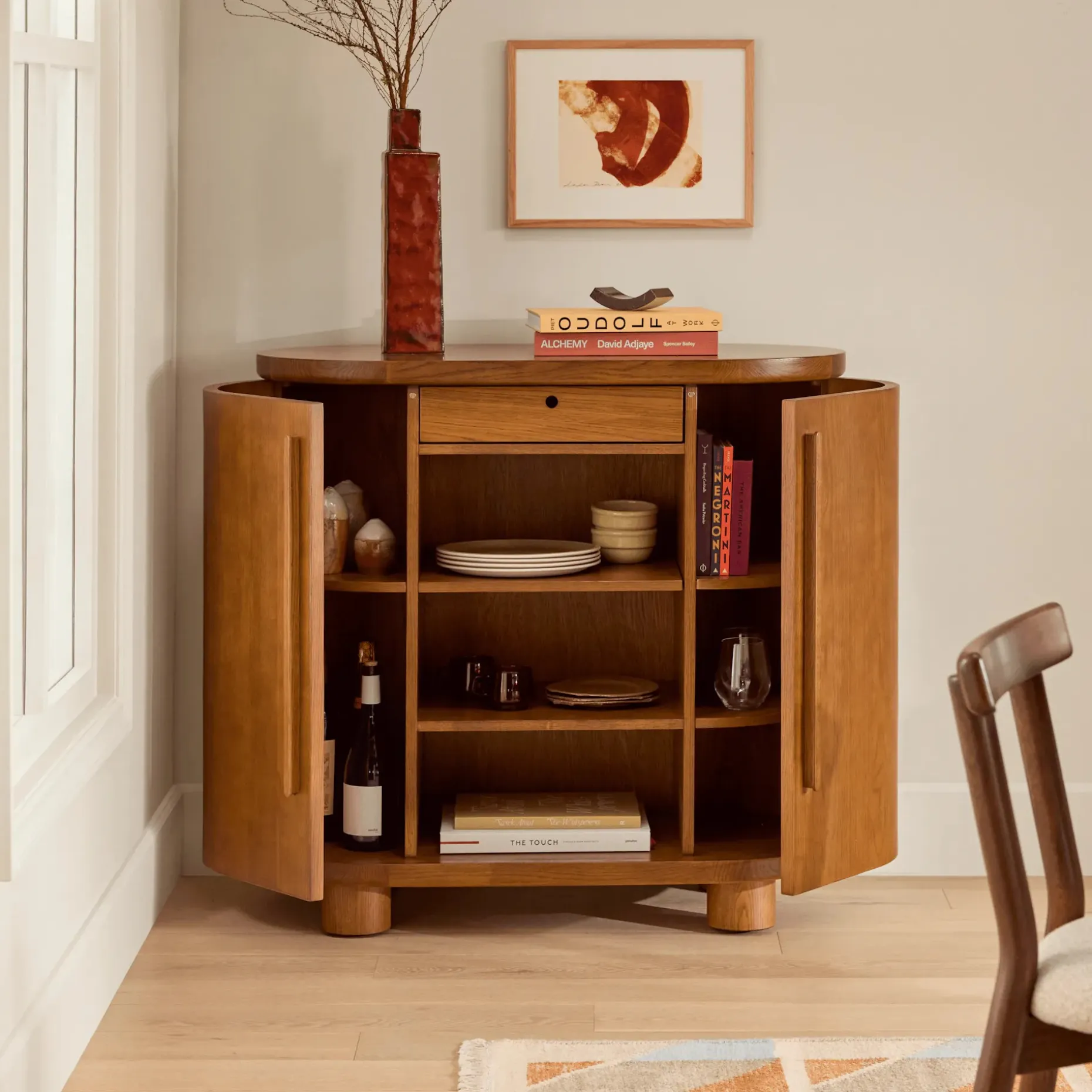 Jens 38" Bar Cabinet - Smoked Oak