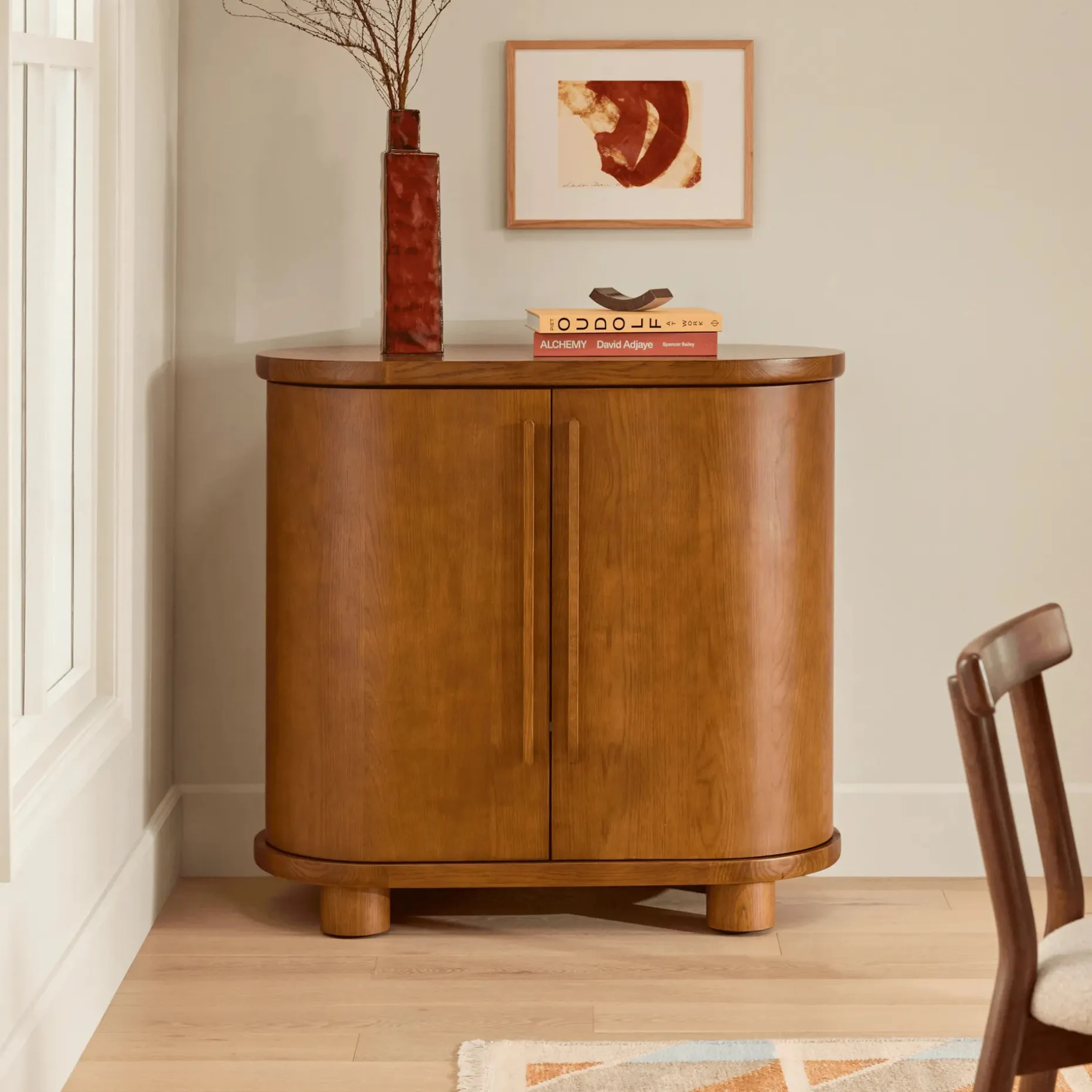 Jens 38" Bar Cabinet - Smoked Oak