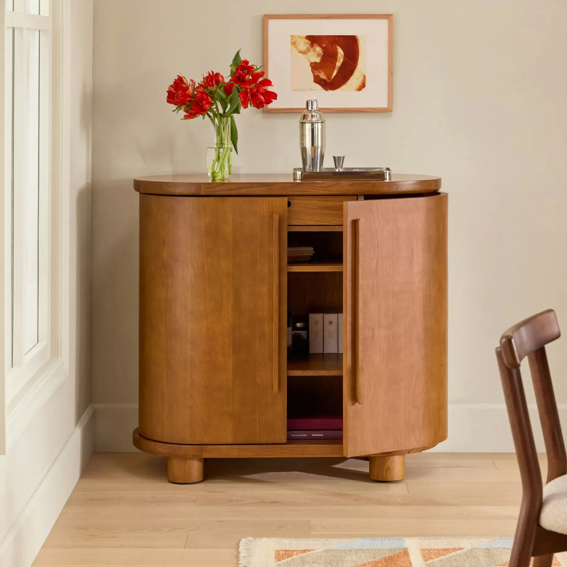Jens 38" Bar Cabinet - Smoked Oak