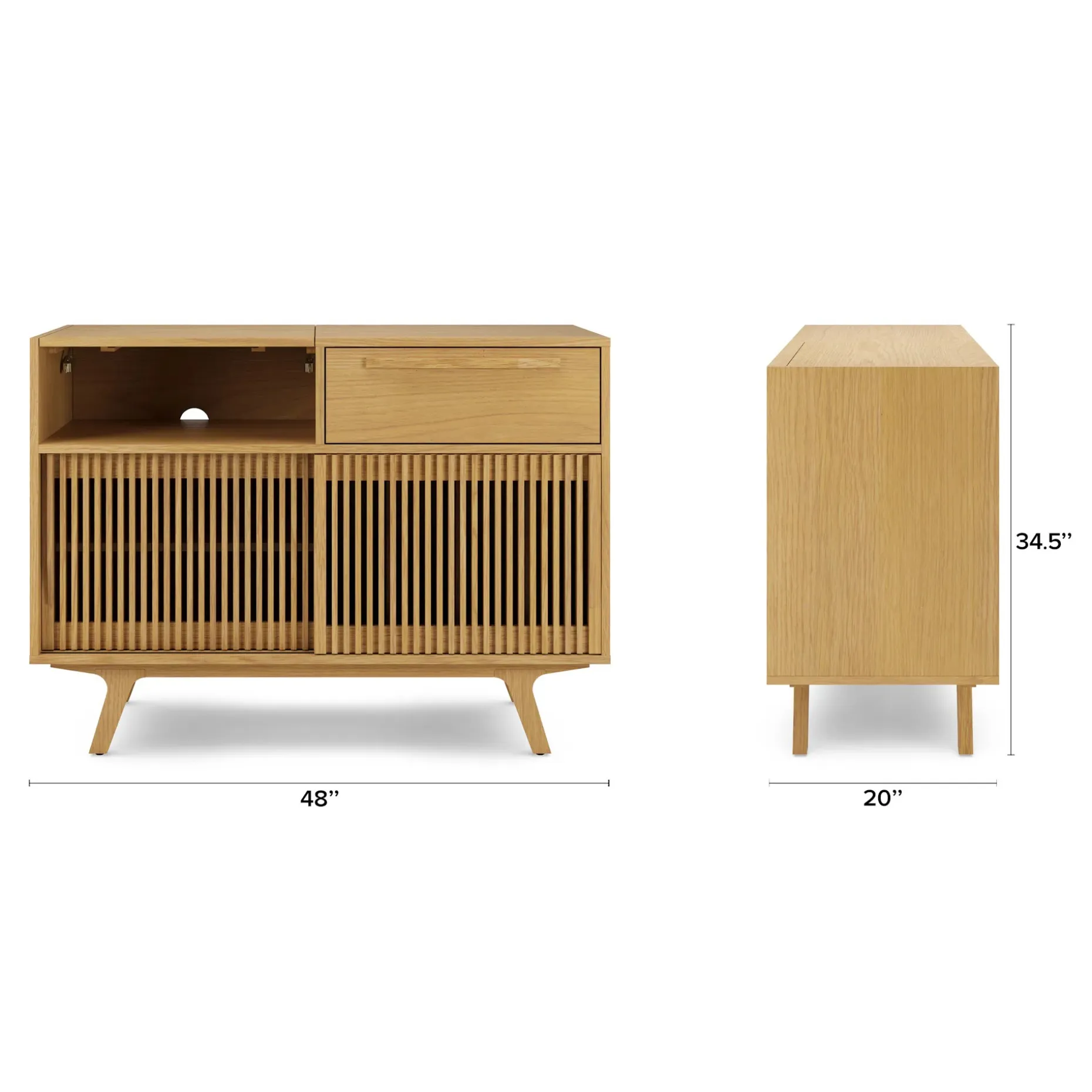 Jokuna 48" Vinyl Media Unit - Natural Oak