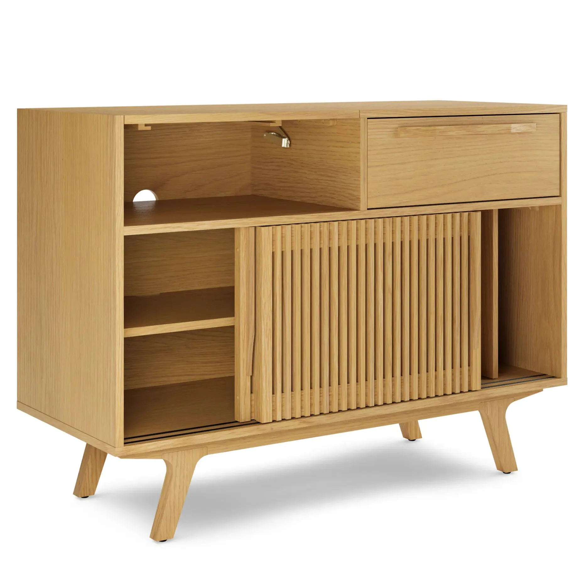 Jokuna 48" Vinyl Media Unit - Natural Oak