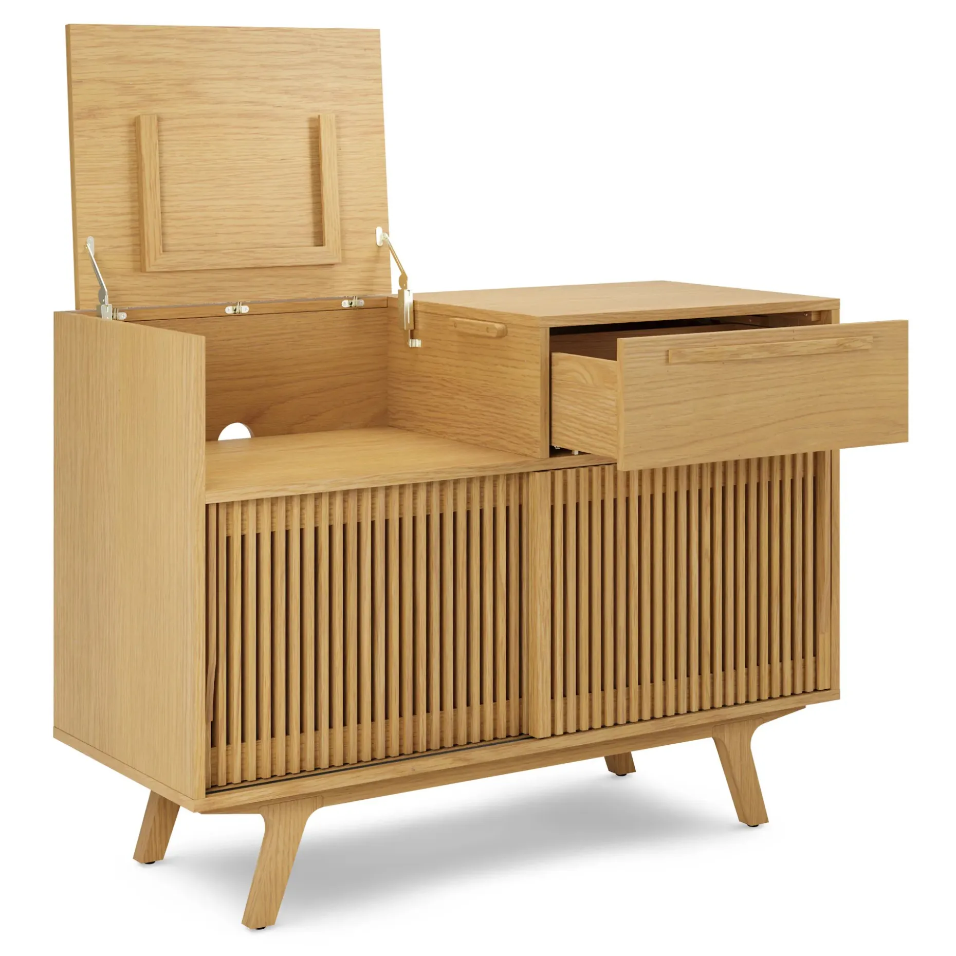 Jokuna 48" Vinyl Media Unit - Natural Oak