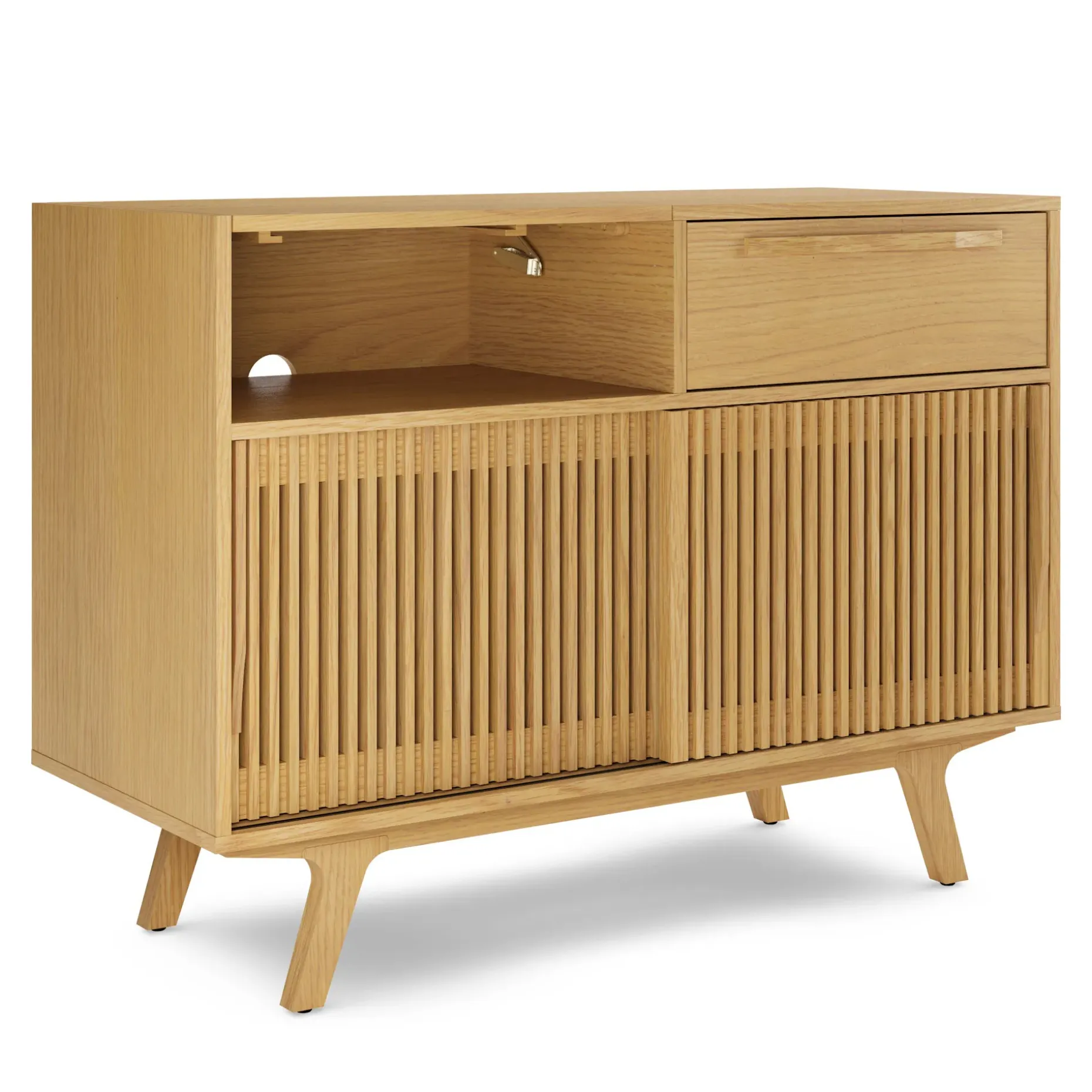 Jokuna 48" Vinyl Media Unit - Natural Oak