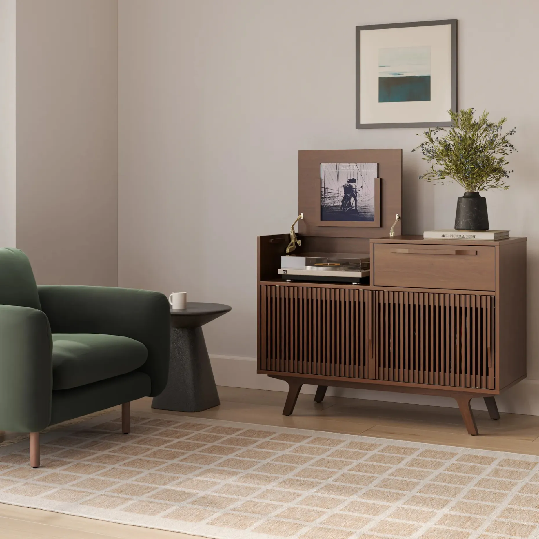 Jokuna 48" Vinyl Media Unit - Walnut