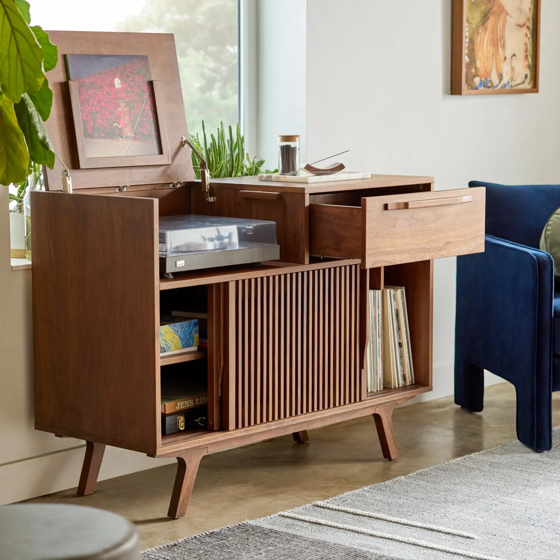 Jokuna 48" Vinyl Media Unit - Walnut