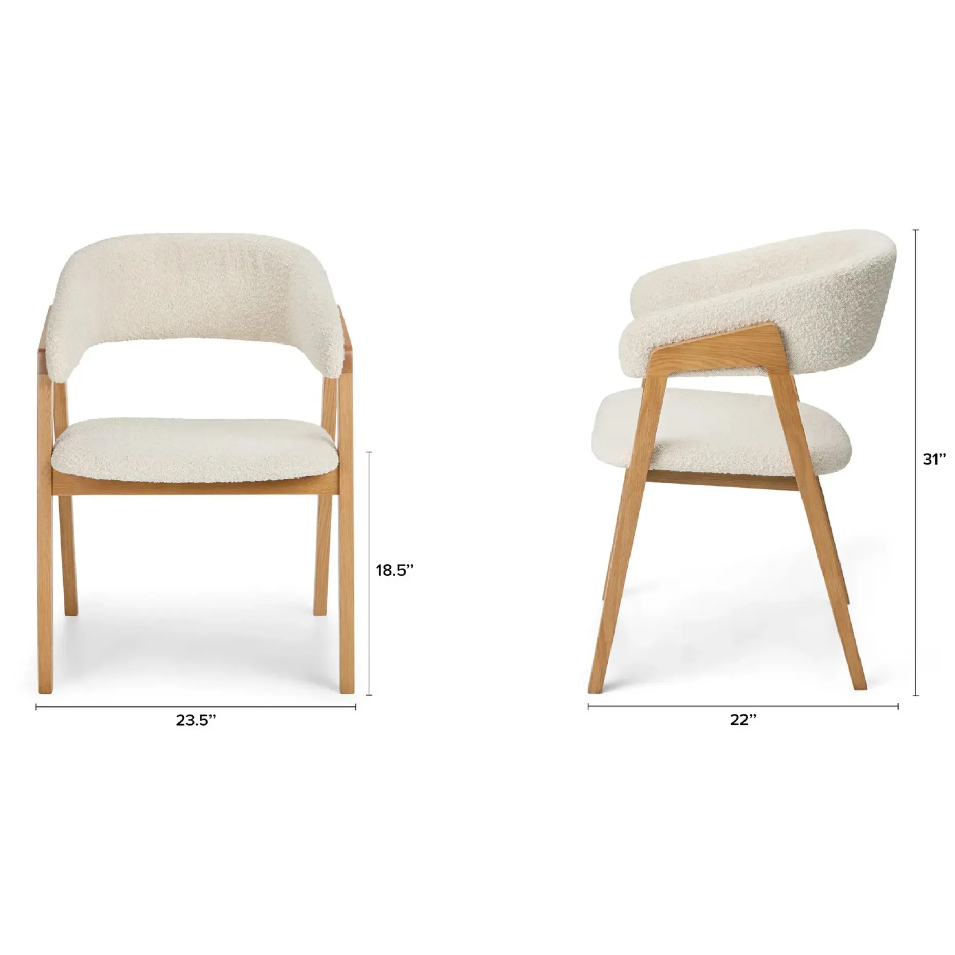 Josra Dining Chair - Oak and Ivory Bouclé