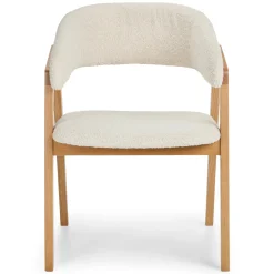 Josra Dining Chair - Oak and Ivory Bouclé