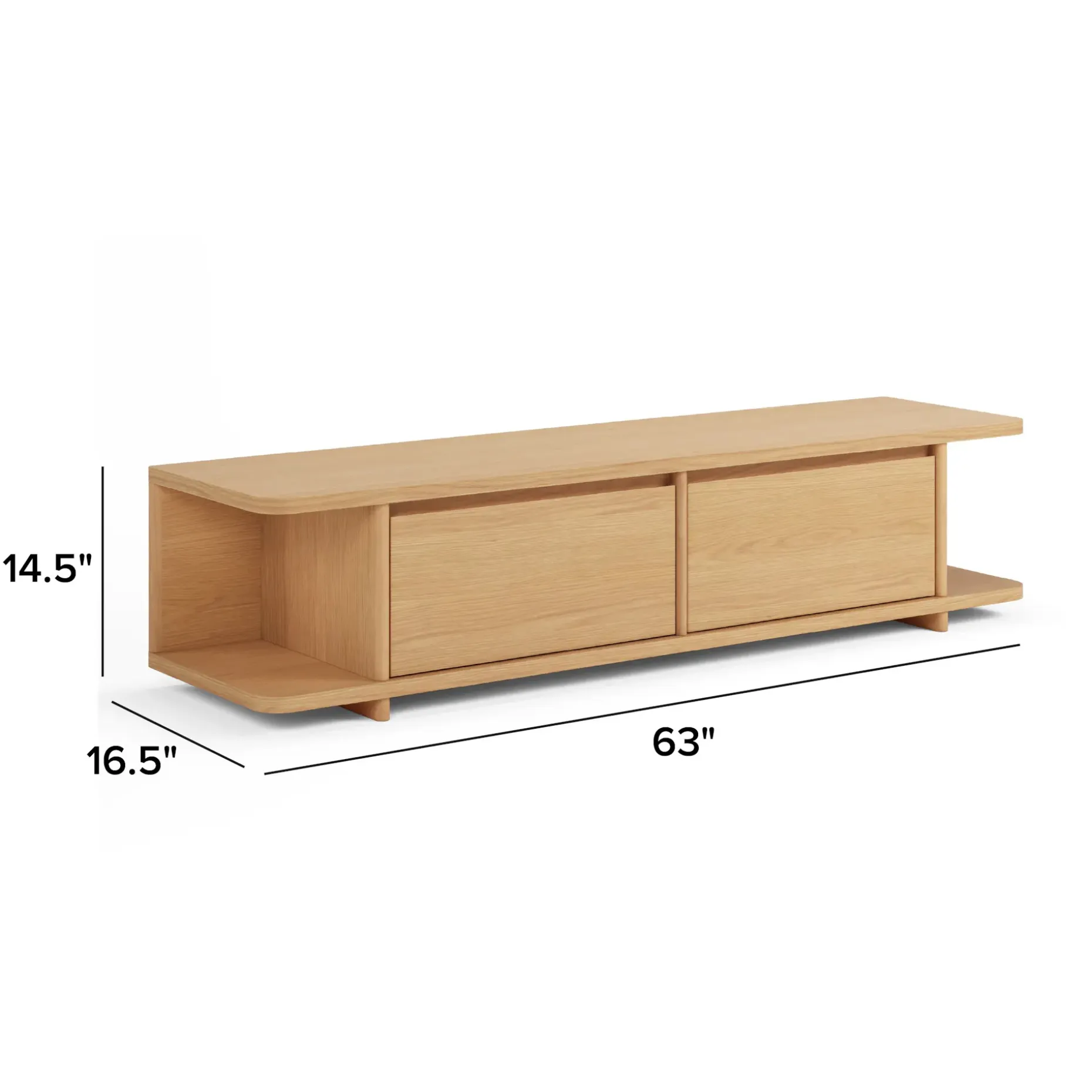 Judith 63" Low Media Unit - White Oak